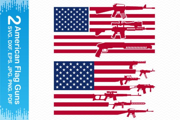 2 American Flag Guns Clipart: Graphics for Crafts & Local Branding
