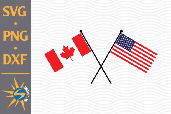American Flag, Canada Flag Crossed Graphics for Crafts