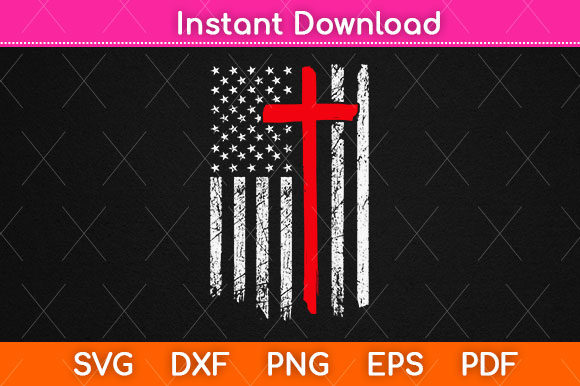American Flag with Cross SVG Design: Graphics for Crafts