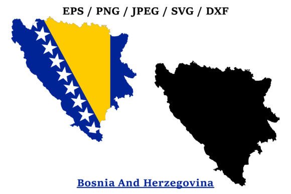Bosnia and Herzegovina National Flag Map Graphics