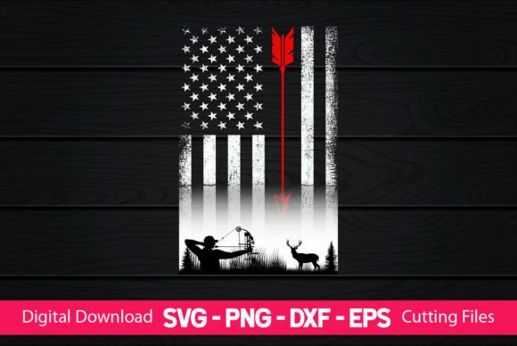 Bow Deer Hunting American Flag Gift