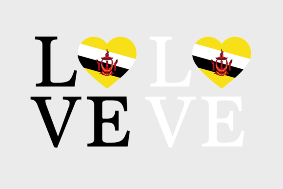 Brunei Flag, Love Brunei SVG PNG Graphics for Crafts