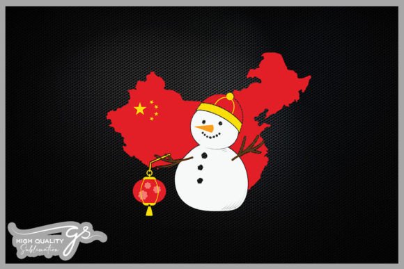 China Flag Snowman Christmas Graphics for Crafts