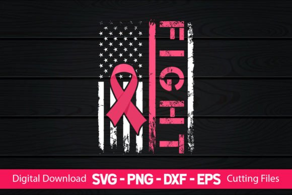 Fight American Flag Breast Cancer Graphics & Crafts