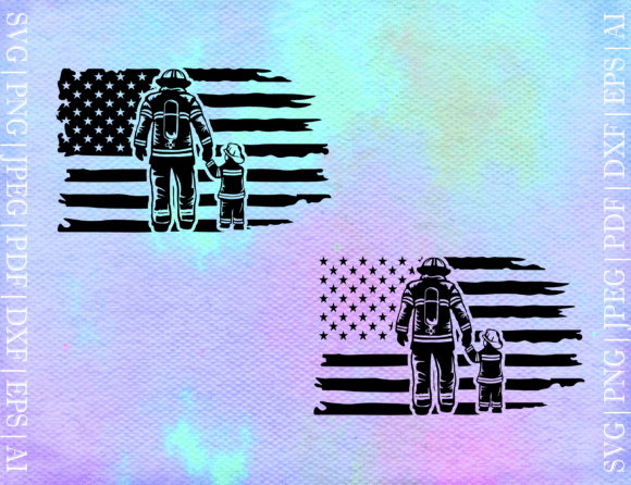 Firefighter Dad Son Flag SVG: Graphics for Crafts & Content