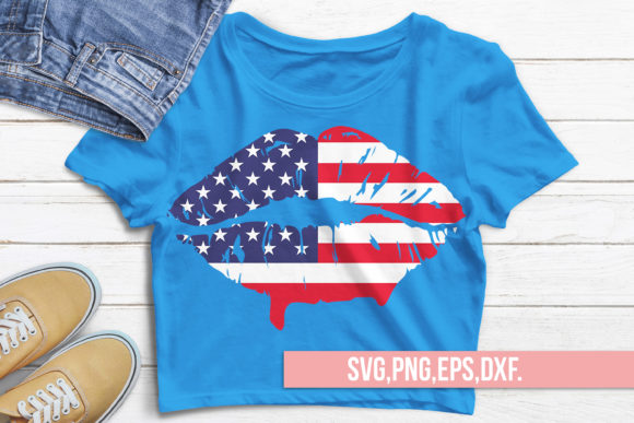 Flag Lips SVG, 4th of July