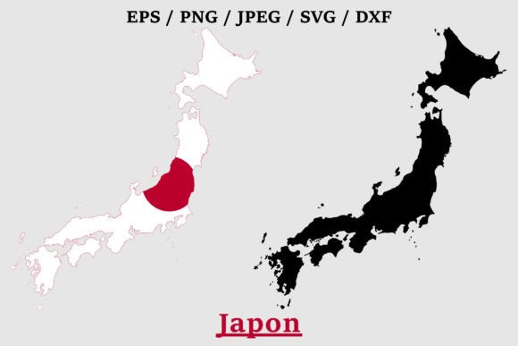 Japon National Flag Map Design: Graphics for Crafts