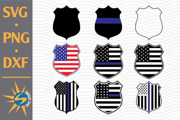 Police Shield US Flag Graphics for Crafts