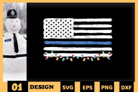 Police Wife Christmas America Flag Graphics for Crafts