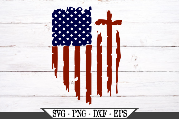 Red and Blue Distressed American Flag Graphics for Crafts