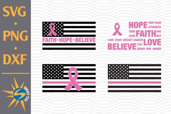 Ribbon Cancer American Flag Graphics for Crafts