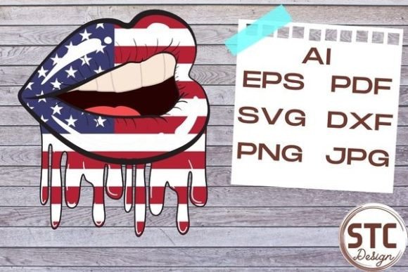 Sexy Lips Dripping American Flag: Graphics for Bold Crafts Projects