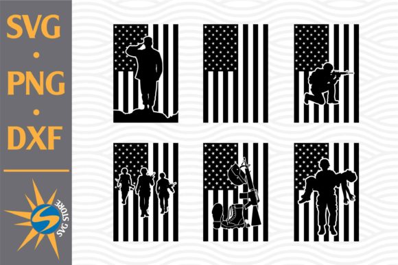Solider in American Flag: Graphics for Crafts & Patriotic Branding