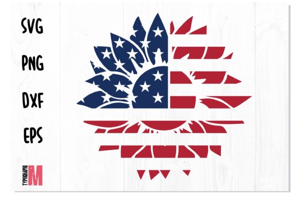 Sunflower USA Flag: Graphics & Crafts Design Asset