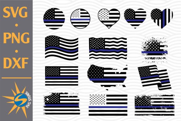 Thin Blue Line American Flag Graphics for Crafts & Content