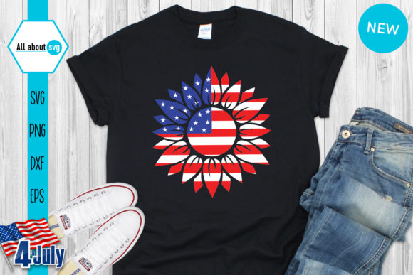 USA Flag Sunflower Graphics for Crafts